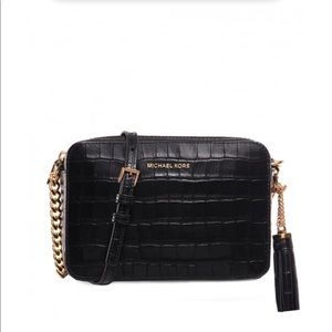 Michael Kors Embossed Leather Ginny Camera Bag